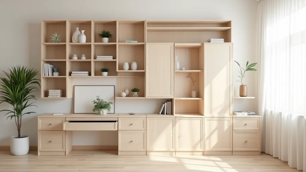 Modular furniture pieces showing how they adapt and reconfigure for different room layouts and purposes