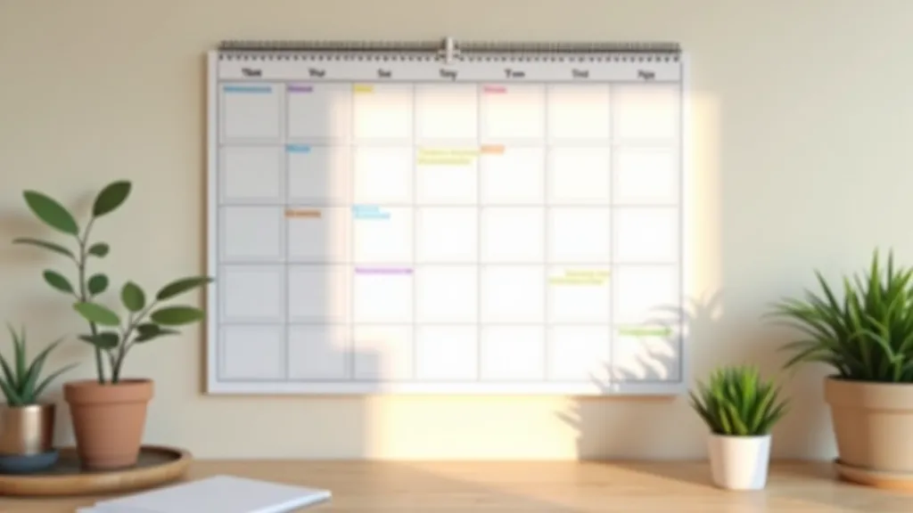 Calendar marked with seasonal rotation dates in different colors for each season
