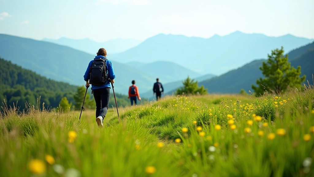Scenic Jeseníky mountain ridge path with distant valleys and forest landscape
